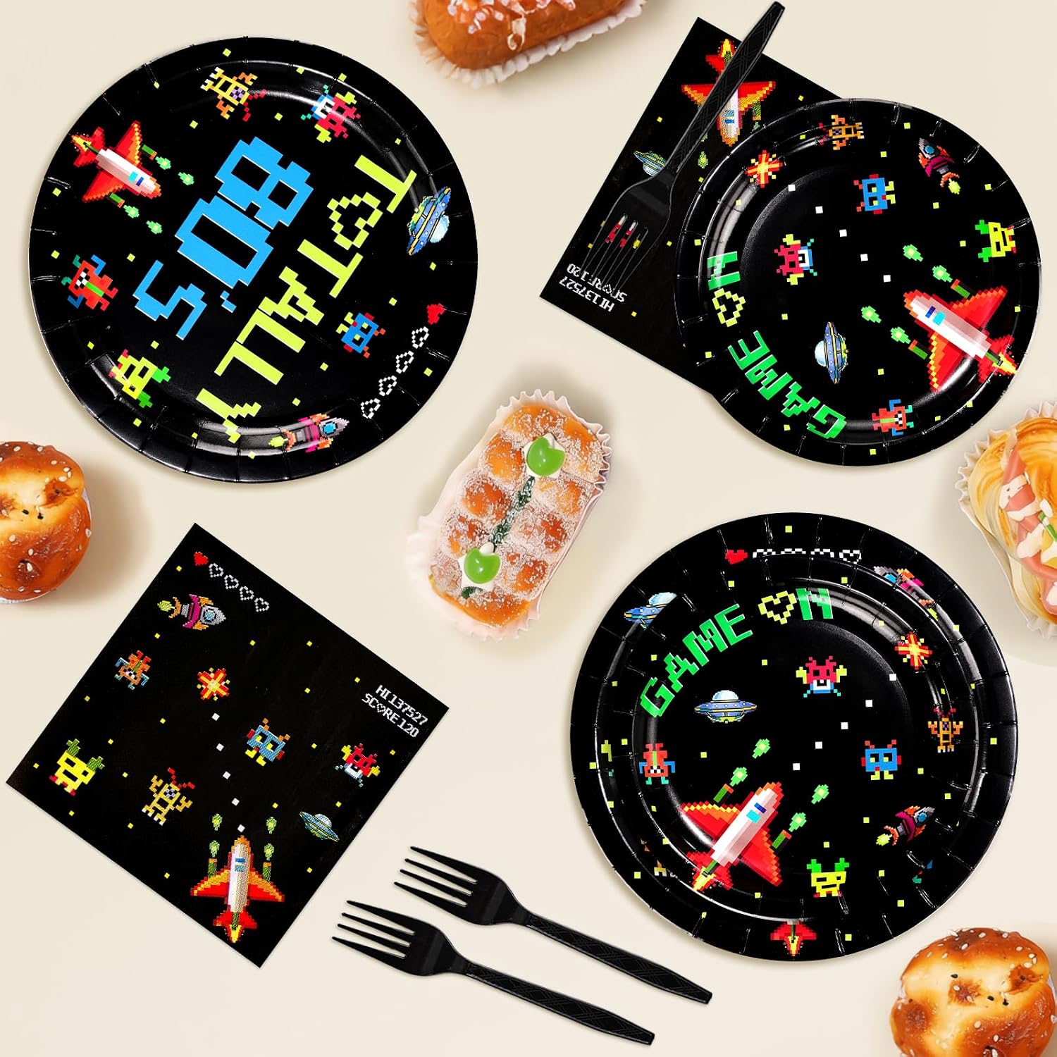 96 Pcs Totally 80's Party Retro Arcade Decorations Serves 24 image 4