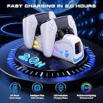 PS5 Controller Charger, 6 RGB LED Modes Ps5 Charging Station, 2-Hour Dual Fast Charging Dock Compatible with DualSense/Edge Controllers