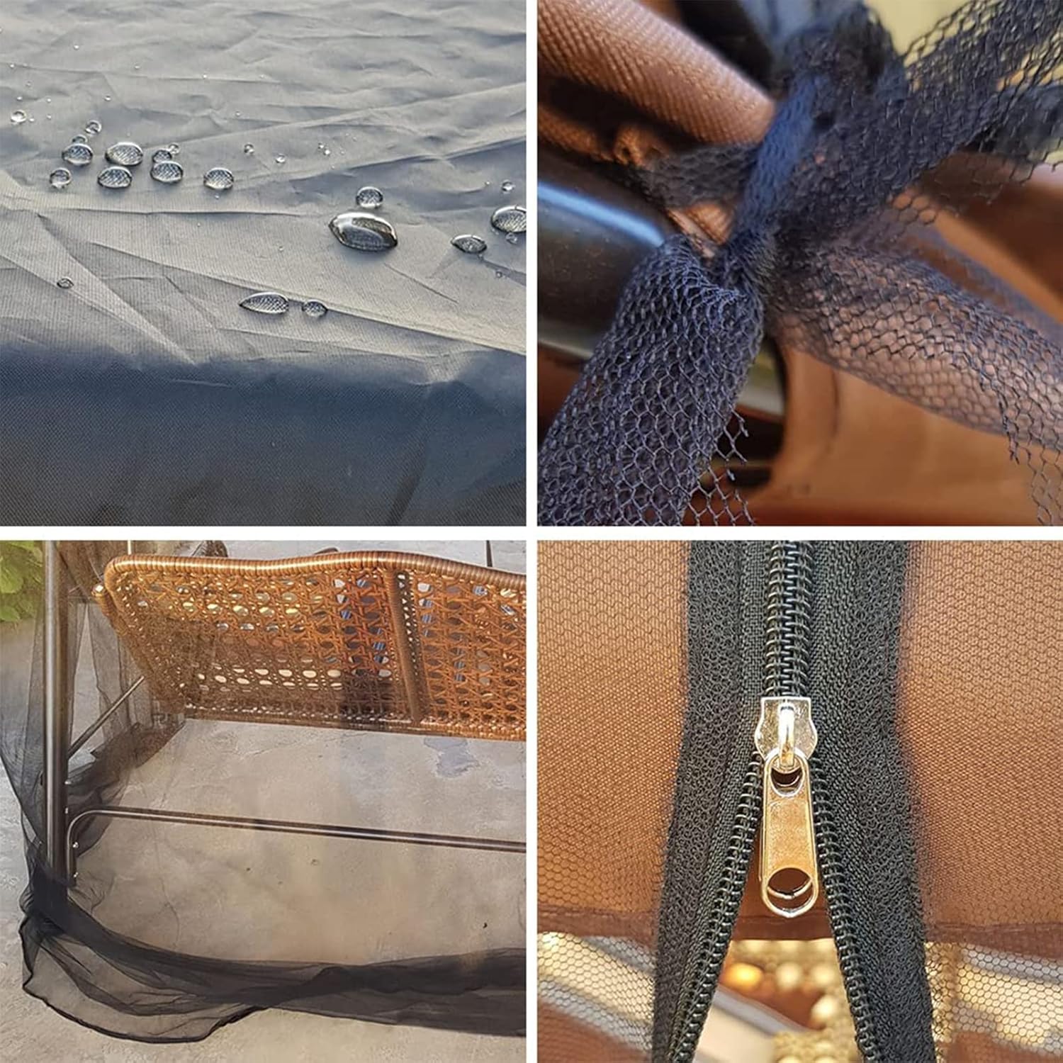 Patio Mosquito Net, Polyester Mesh with Zipper Opening, Garden Hammock Mosquito Net Canopy Bed Tent for Patio Porch Backyard (125x205x205 cm)