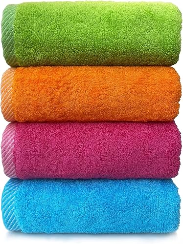 MEMRUI Juego de toallas de mano multicolor de fibra de madera para baño, 13 x 28 pulgadas (paquete de 4 en 4 colores)