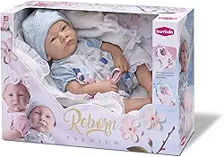 Bambola Boneca Baby Reborn Premium Menino 45cm Azul