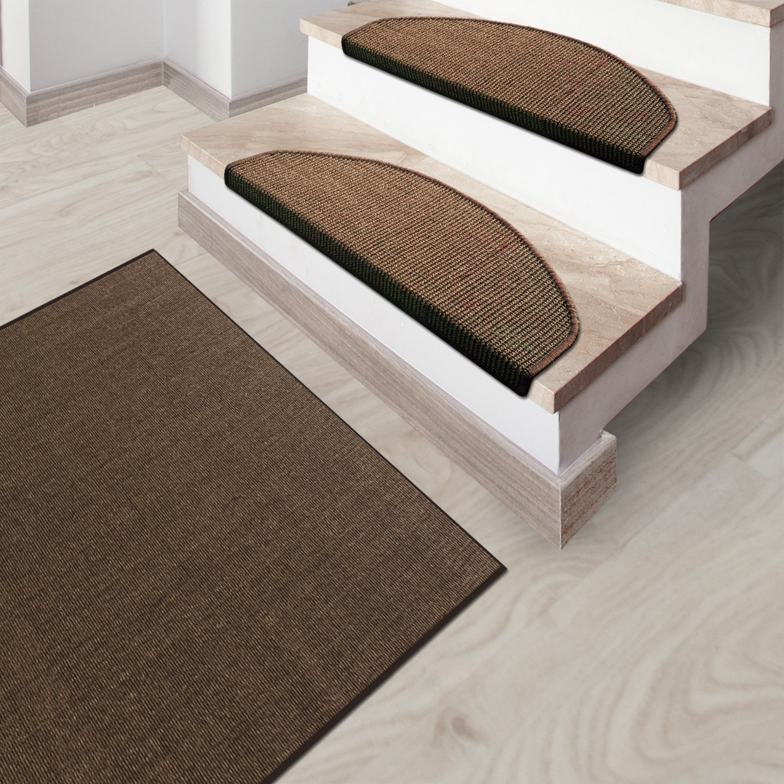 casa pura Tapis en sisal marron uni | Fibre naturelle | Produit de qualité fabriqué en Allemagne | Combinable avec des tapis d'escalier | 19 largeurs et 27 longueurs (100 x 175 cm)