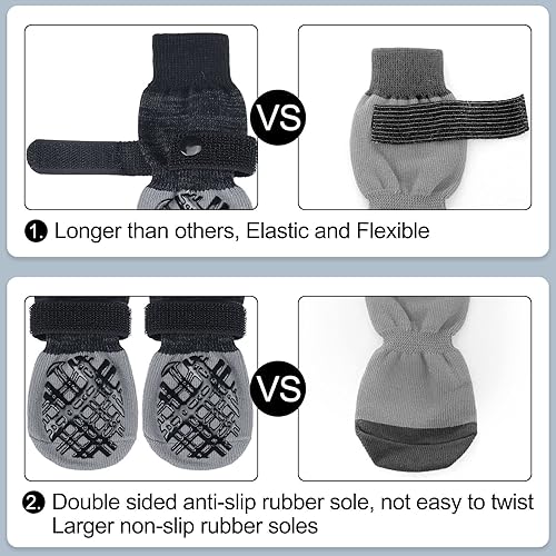 Miniatura 4 de BEAUTYZOO Calcetines para perros para evitar que se laman los suelos de madera dura, calcetines para perros pequeños, medianos y grandes, puños de