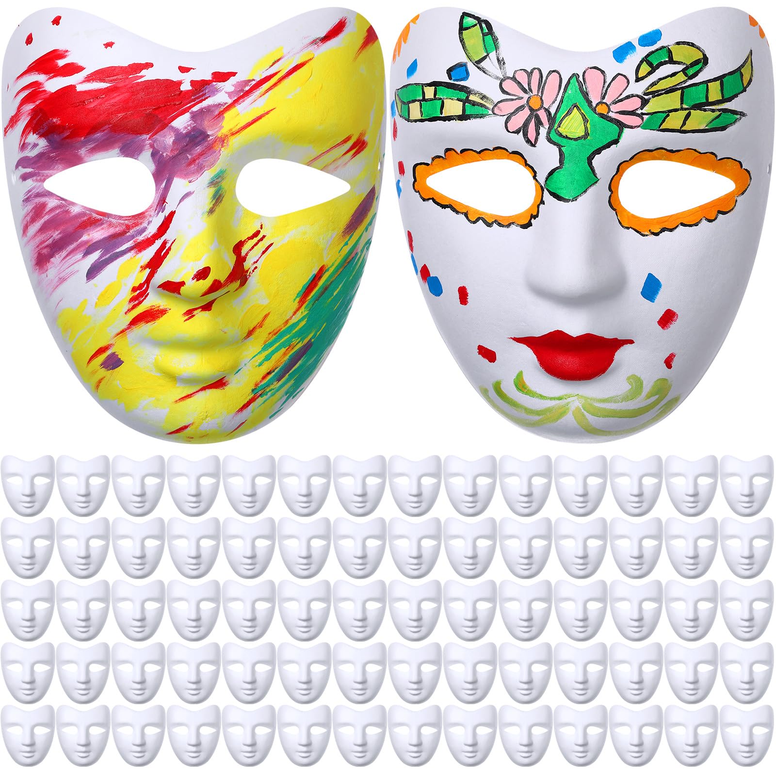 AVUELOI Masques papier blanc 30 pcs, papier mâché vierge pour peinture, DIY, mascarade, théâtre, cosplay, jeux de rôle, accessoires déguisement, création artistique et personnalisée