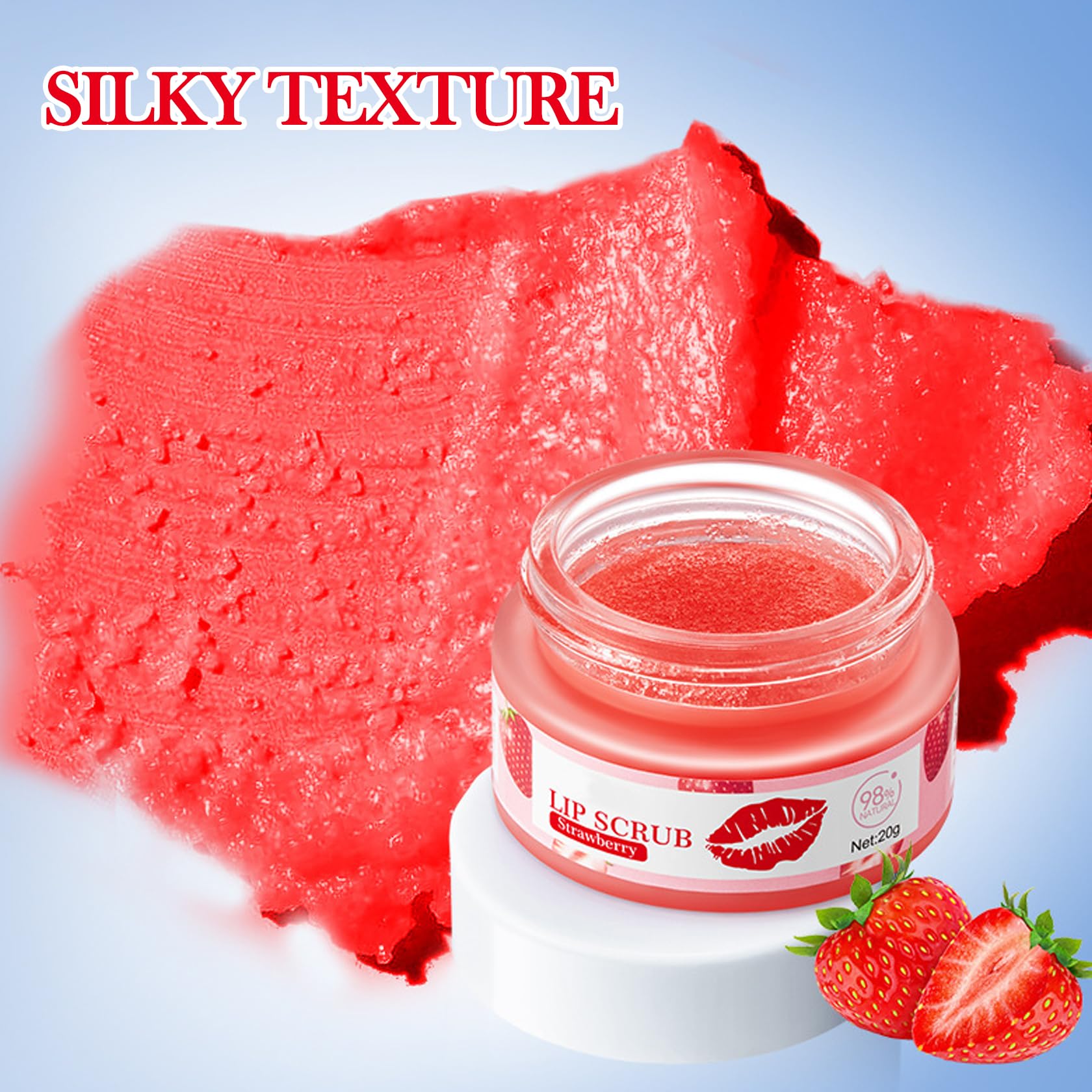 Kit de 2 unidades de exfoliante labial acondicionador de fresa y naranja, máscara hidratante para dormir de labios de larga duración, exfoliante de labios, productos para el cuidado de los labios para 4