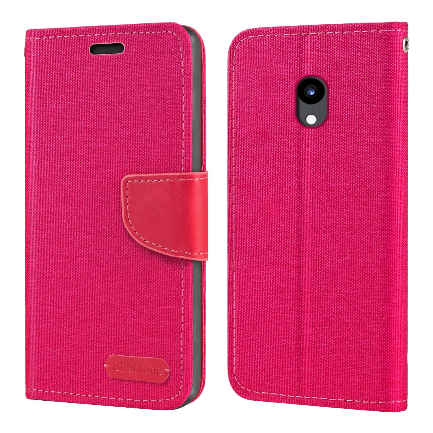 Shantime Oxford Fabric PU Leather Flip Wallet Case Compatible with Xiaomi Qin F21 Pro Camera Version, Durable Protective Cover with Card Slots and