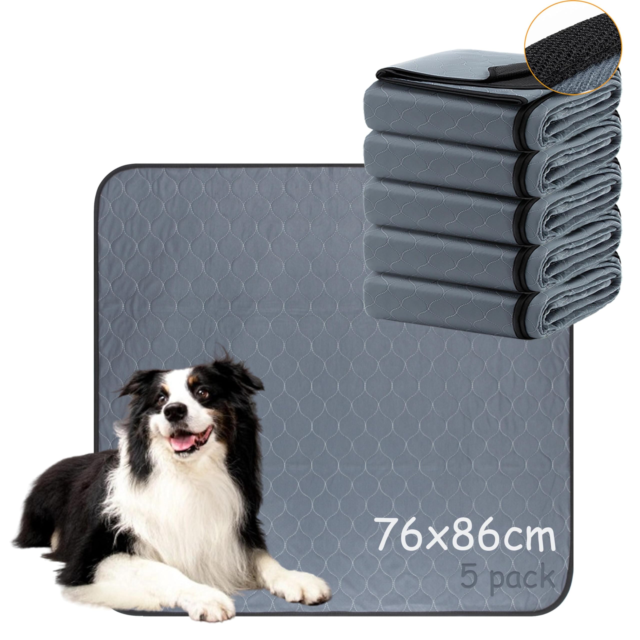 Bunlitent Washable Puppy Pads, 5 Pack Absorption Waterproof Pet Mat