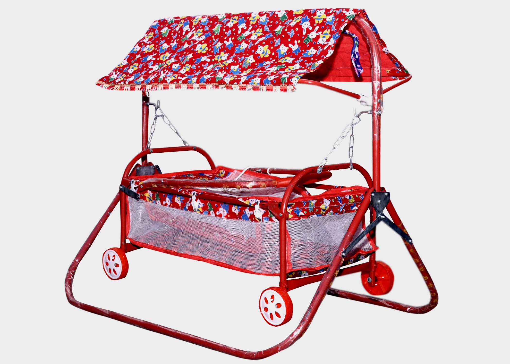 OMSON Attractive Look Baby Swing Cradle and Stroller 2 in1 (Red)-image-5