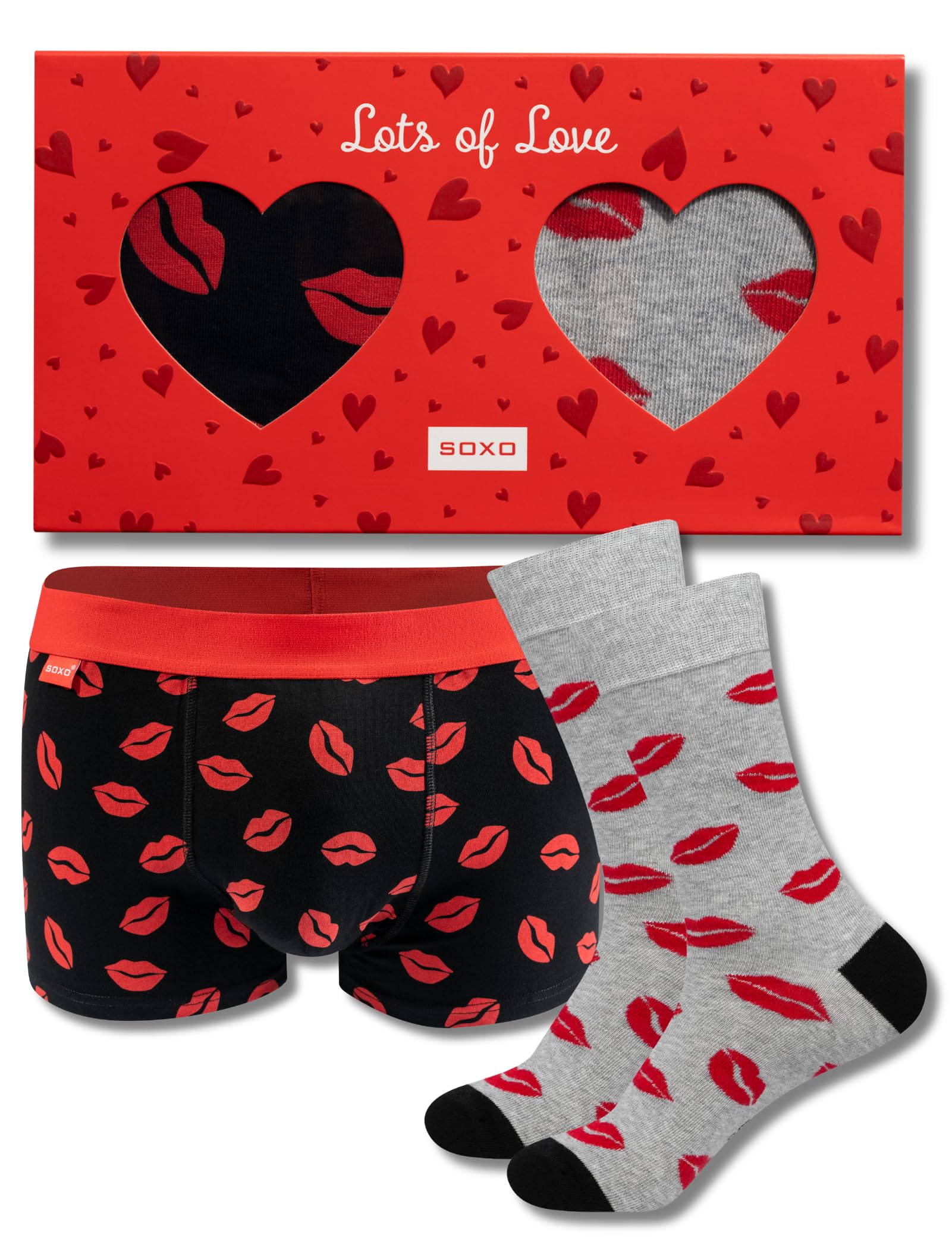 Valentine's Day Mens Boxers Shorts + Socks Underwear Man Cotton Sock Men Trunks Briefs 4 Sizes