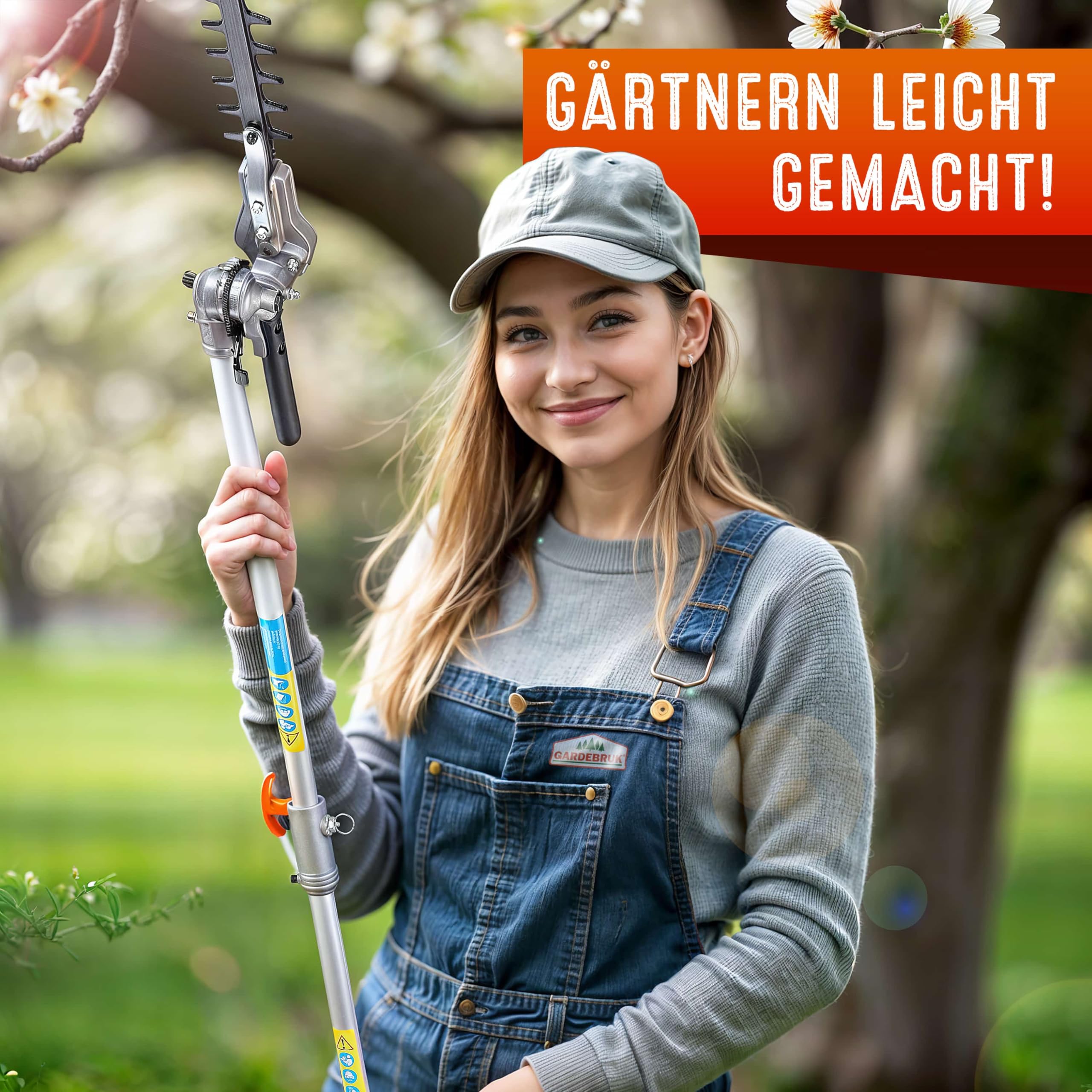 GARDEBRUK® Benzin Motorsense Freischneider 5 in 1 Heckenschere Rasentrimmer Hochentaster 2 PS Tragegurt verstellbar 1m Verlängerung