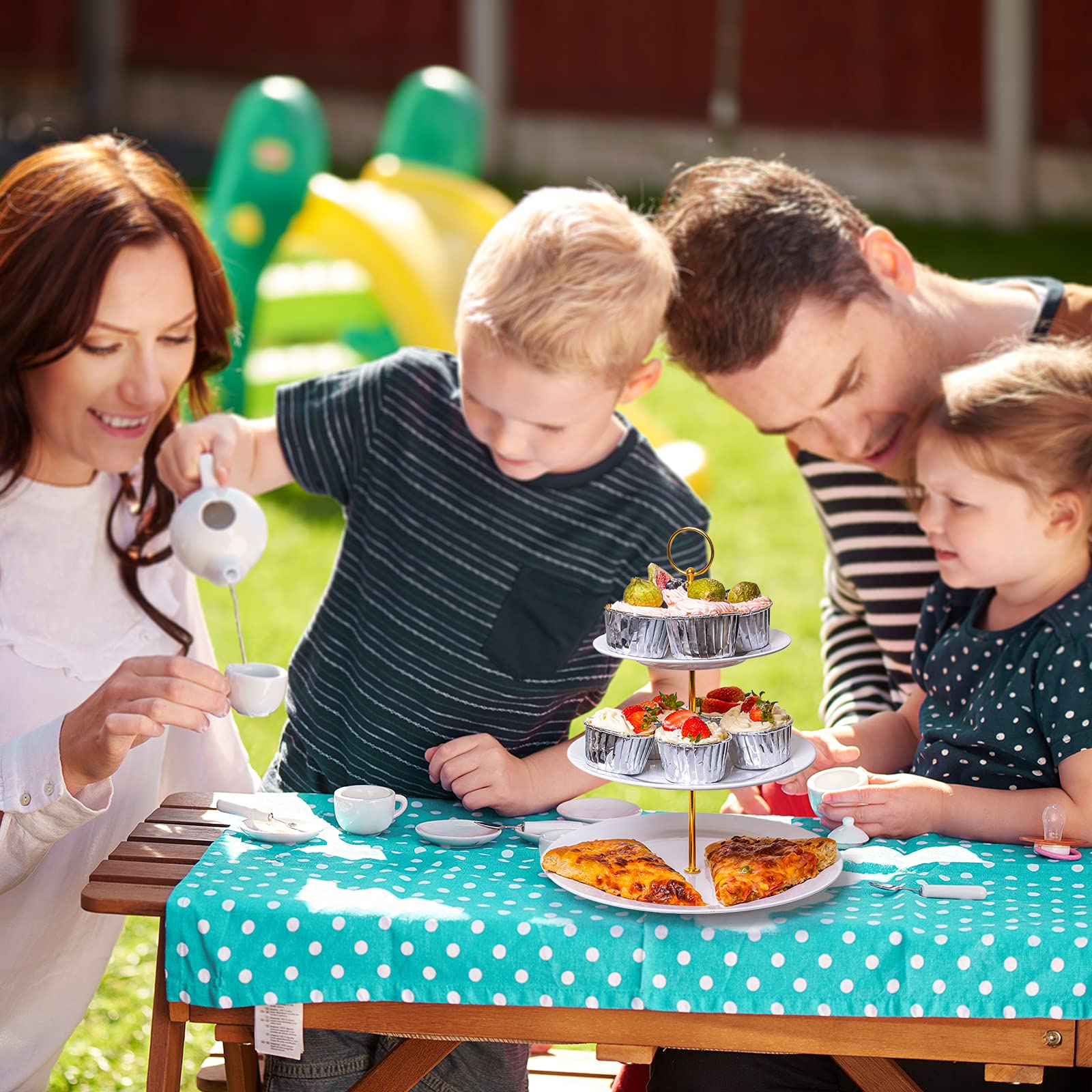 TP 3-Tier Cupcake Stand Melamine Serving Tray Unbreakable Dessert Stand Fruit Candy Display Tower for Wedding Birthday Tea Party and Baby Shower, White