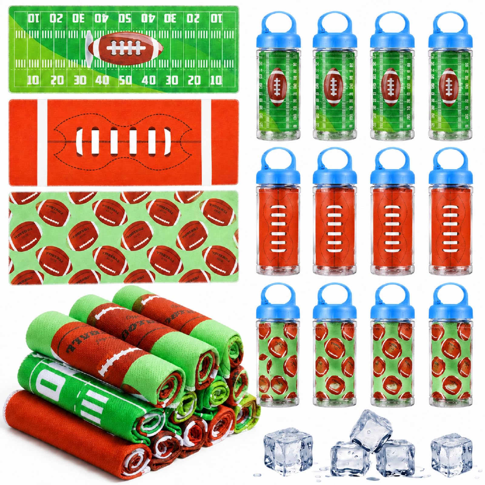 12 Pezzi Asciugamani rinfrescanti per Calcio,Golf,Baseball,Sport,bomboniere per Feste a Tema Calcio,Asciugamani rinfrescanti Traspiranti e Portatili,in Microfibra ad Asciugatura Rapida,32 x 12 pollic
