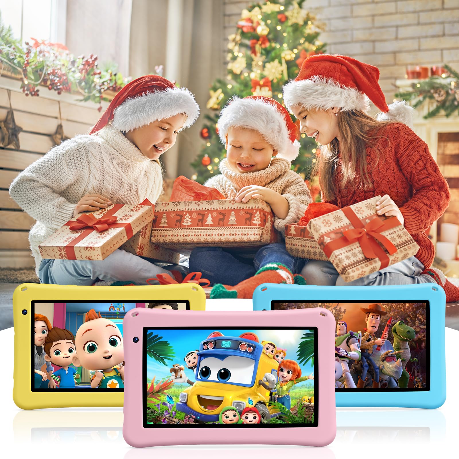 Tablet bambini 7 pollici, tablet Android 13, Octa-Core, 8GB+64GB (256 espandibili), 5800mAh Batteria, 5MP+8MP Fotocamera, Software per bambini precaricato, tablet con custodia (blu)