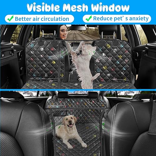 Miniatura 5 de URPOWER Funda de asiento de coche para perro 6 en 1, impermeable, hamaca de coche para perro, 4060, funda de asiento de perro dividida con ventana