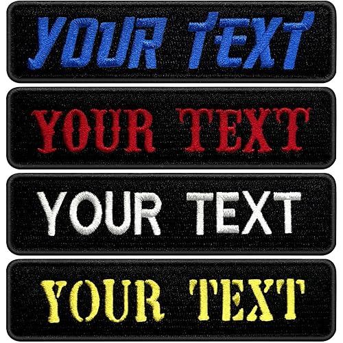 2 Pcs Personalized Custom Name Patch –Fully Embroidered Iron On Name Tags for Clothing, Backpacks, Police, Dog Harness, Vest, Hat, Military – Hook & Loop, Sew-On – 3×1", 4×1", 5×1.5", 6×2"(Black)