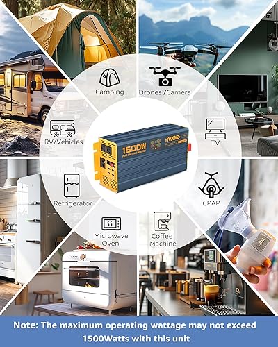 Miniatura 6 de MWXNE Inversor de corriente de 1500 W3000 W (pico), onda sinusoidal pura CC de 12 V a 110 V 120 V, convertidor de CA, 3 salidas de CA, inversores de