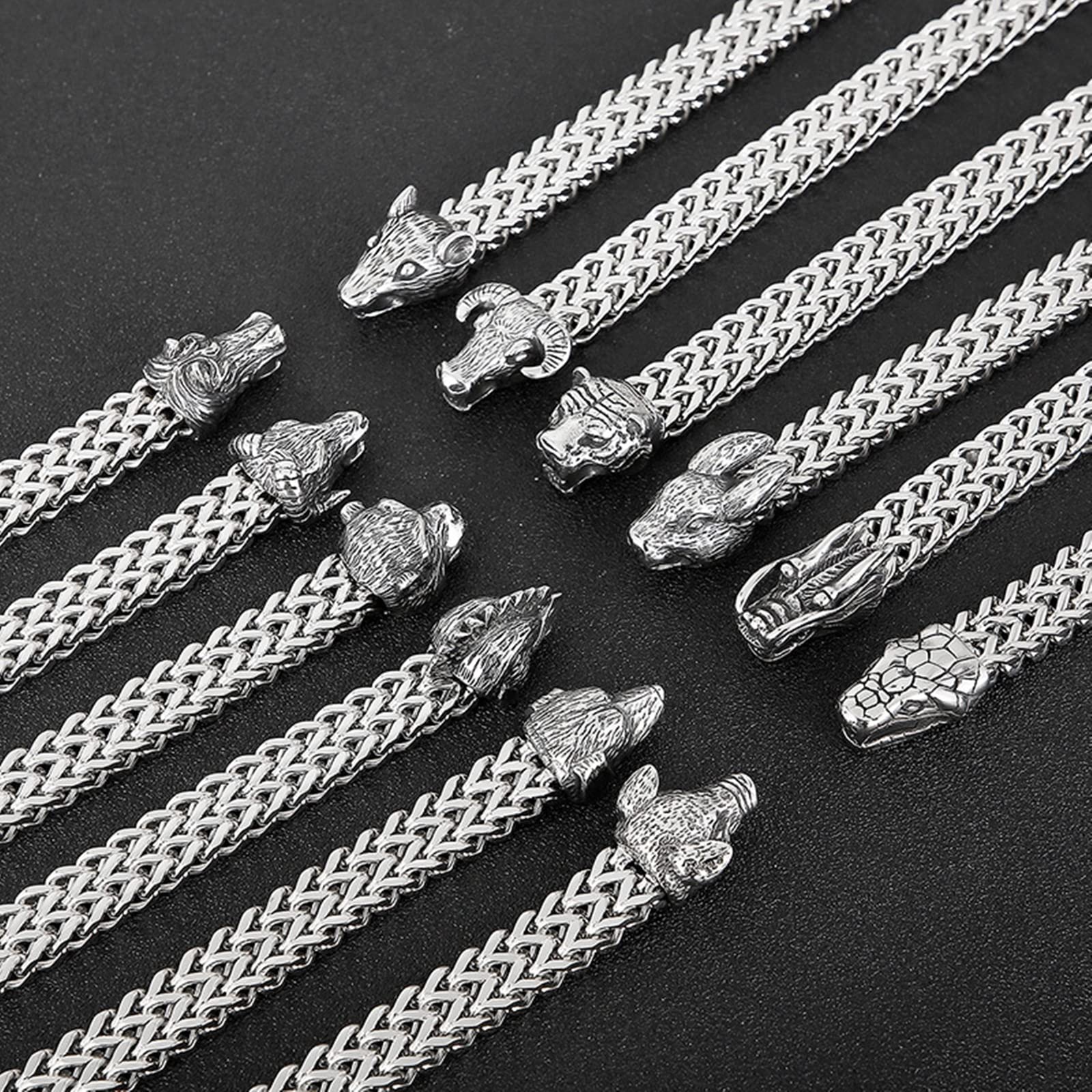 Bracciale Acciaio Uomo, Bracciale Uomo Catena Argento Forma Zodiaco a Doppia Trama Regalo di Compleanno Braccialetto