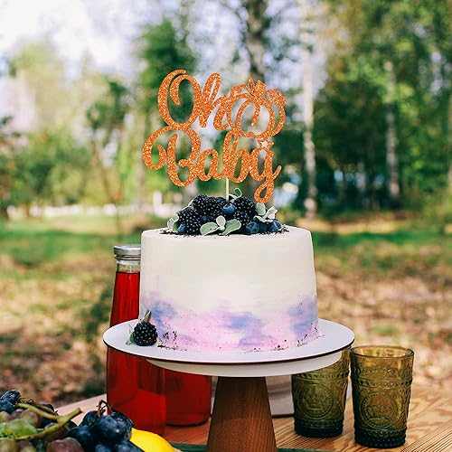 Miniatura 35 de Gyufise 24 piezas de calabaza Oh Baby Cupcake Toppers Glitter Baby Shower Calabaza Cupcake Picks Baby Feet Decoraciones para pasteles temáticos de A