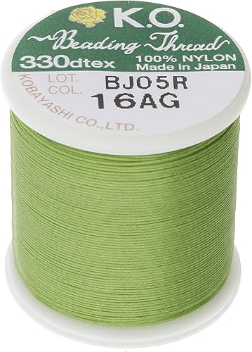 KO Hilo de cuentas de nailon, color verde manzana, preencerado japonés, 100% nailon, 330TEX, cables anudados resistentes a enredos, carrete de 164.0