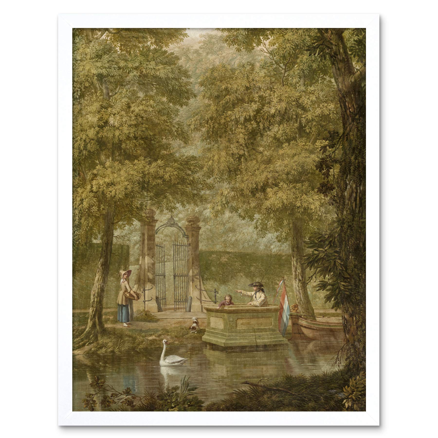 Artery8 Andriessen Dutch Landscape River Boat Painting Art Print Framed Poster Wall Decor 12x16 inch