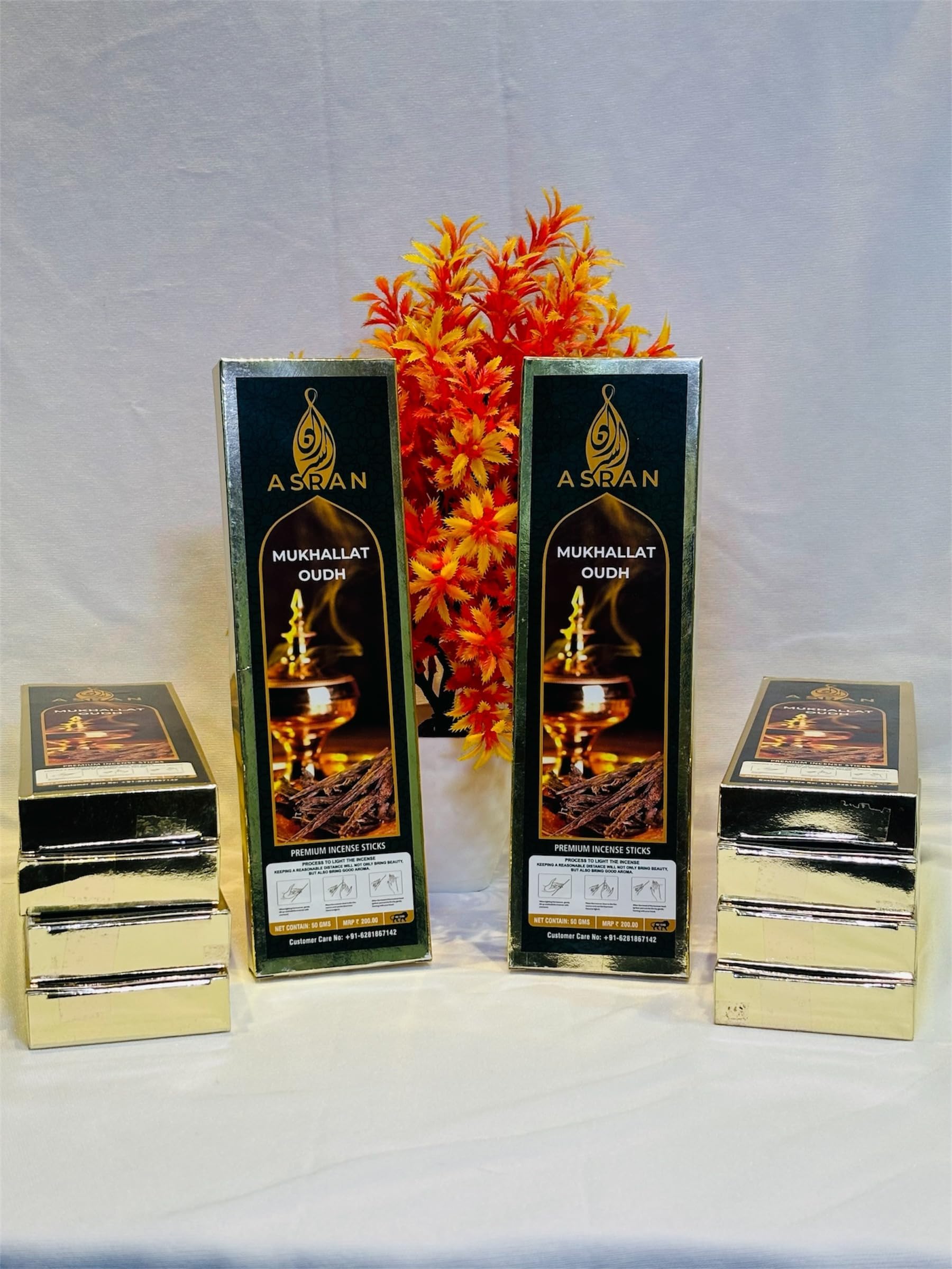 ASRAN MUKHALLAT OUDH 50 gm Each Incense Sticks/Natural Agarbattie Sticks (10)