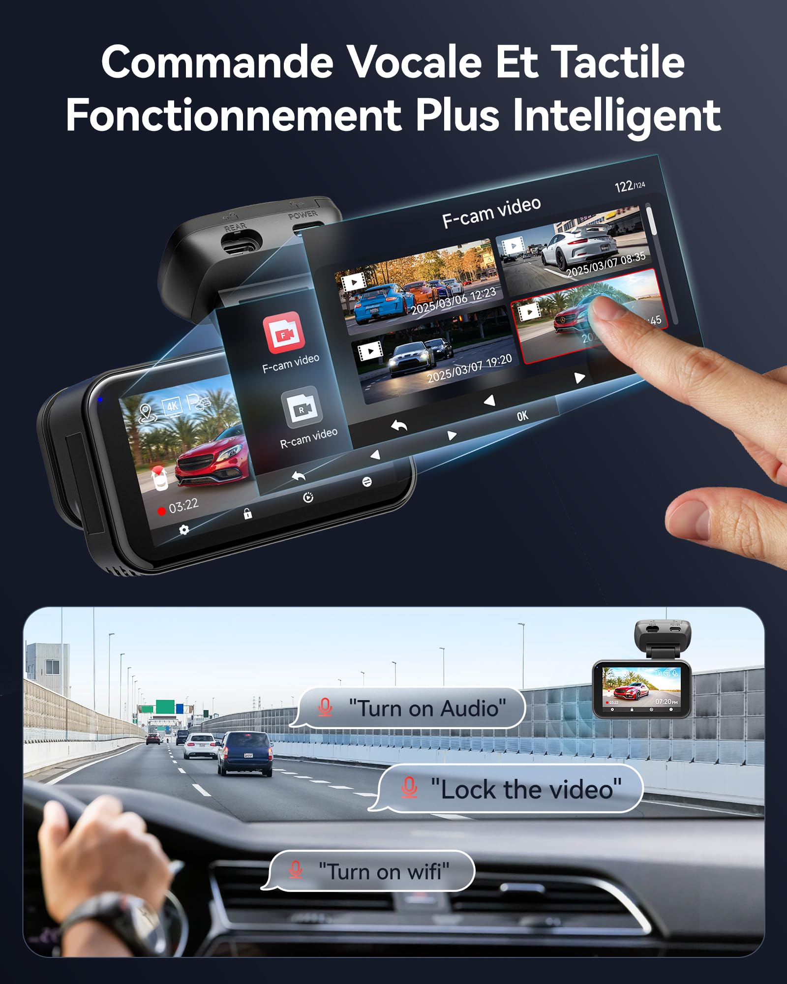 REDTIGER 4K+2.5K Dashcam Voiture Avant Ariere, STARVIS 2, Carte 128 Go