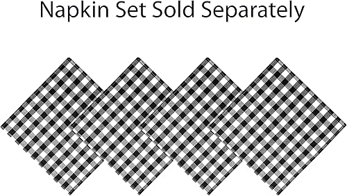 Miniatura 4 de Home Bargains Plus Camino de mesa rústico de algodón a cuadros de búfalo, 180 cm de largo, negro, camino de mesa a cuadros de gingham de cabaña de