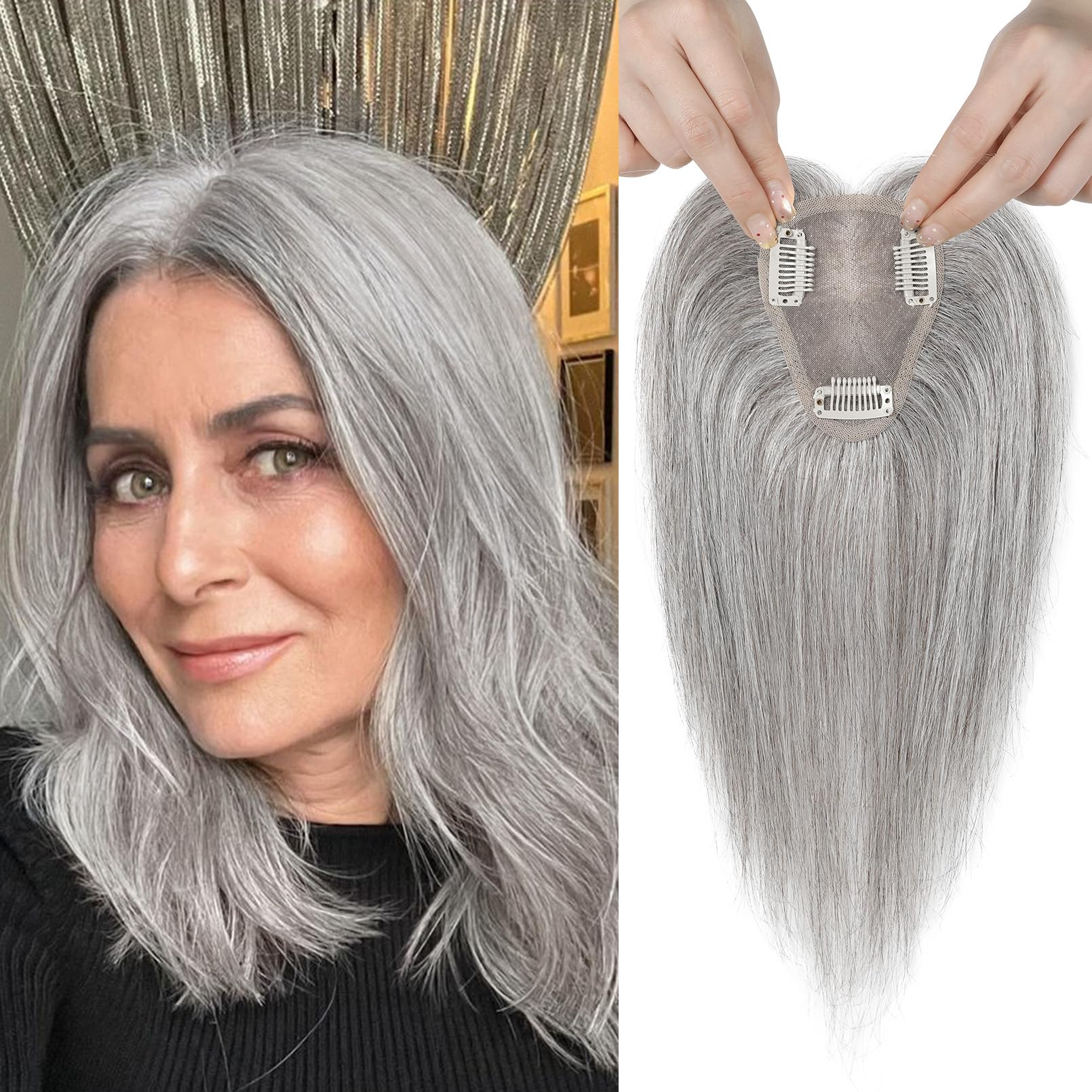 10-Inch Human Hair Topper for Thinning Hair, Swiss Base, 360 Coverage Amazon.com : SARO-UP Hair Toppers for Women Real Human Hair  main image 3