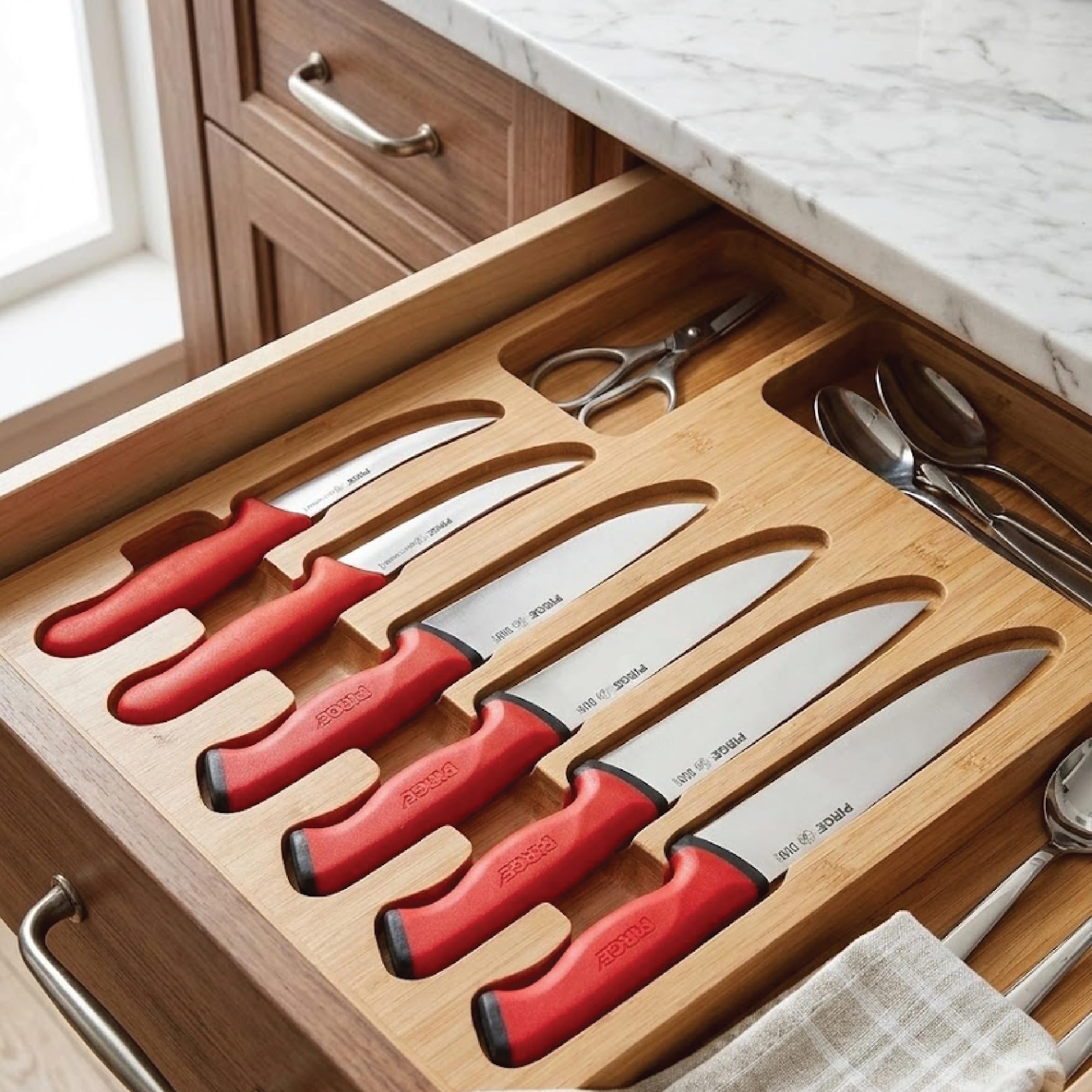 Pirge Set di coltelli da macellaio, 6 pezzi, coltelli da macellazione con impugnatura antiscivolo - Coltelli da carne - Affilatura eccellente - Coltelli da disosso