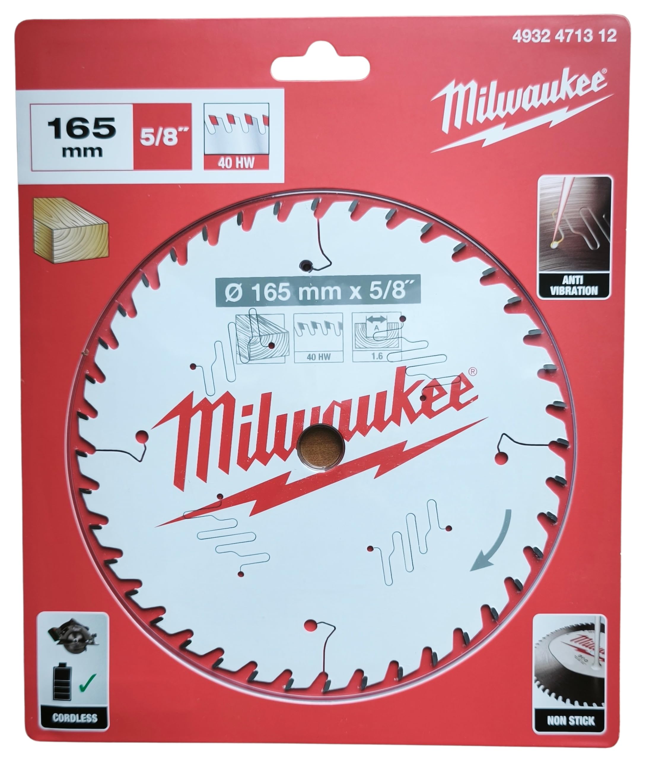 Lama circolare MILWAUKEE 40 denti 1,6x165mm 4932471312