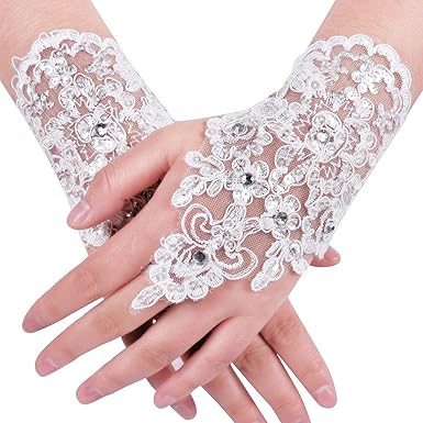 MisShow Lace Fingerless Rhinestone 