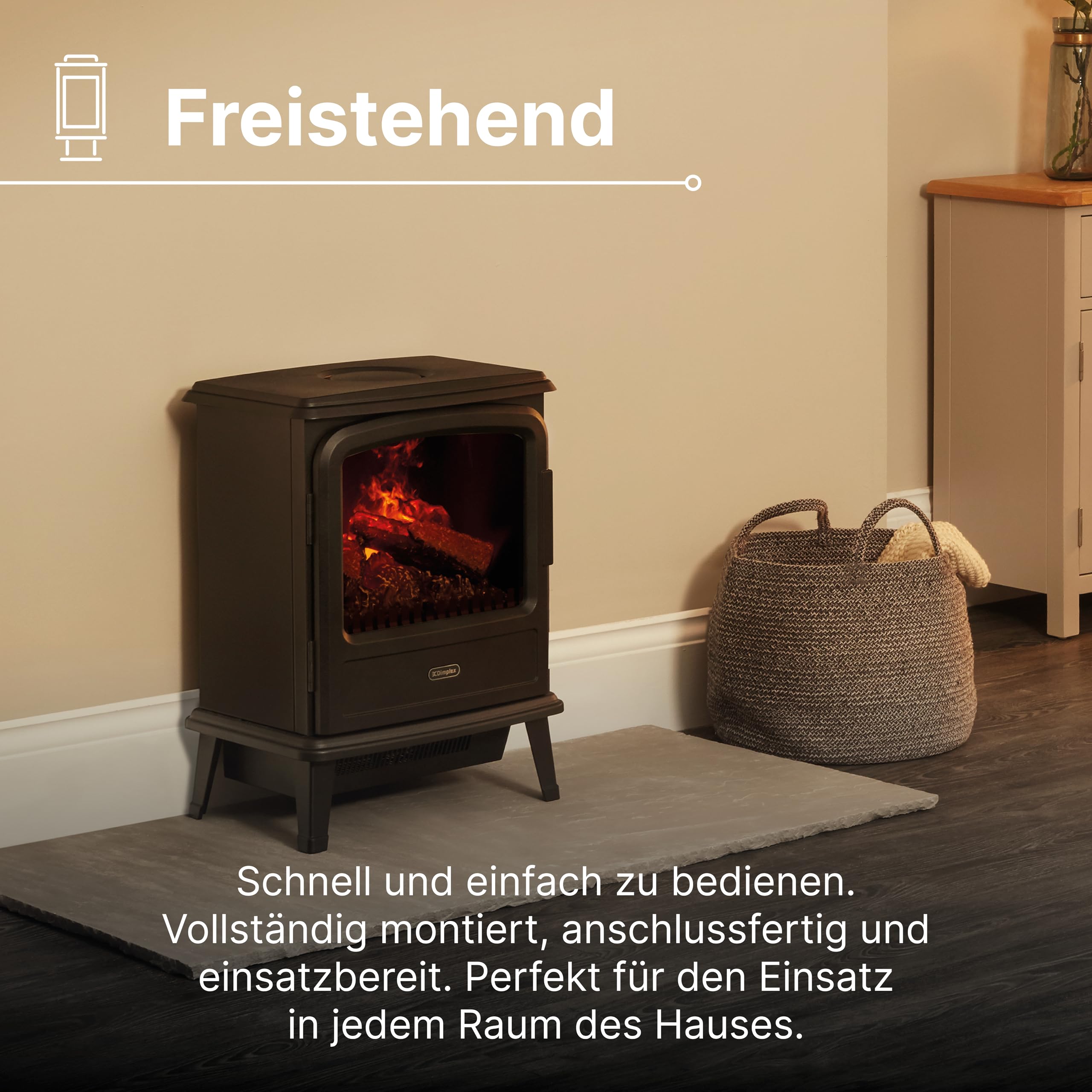 Dimplex Elektrokamin Evandale - Elektrokamin mit Heizung und Kaminfeuer - 1000W / 2000W - Wasserdampf Kamin - LED Optimyst 3D Flammeneffekt - Inklusive Fernbedienung - Black