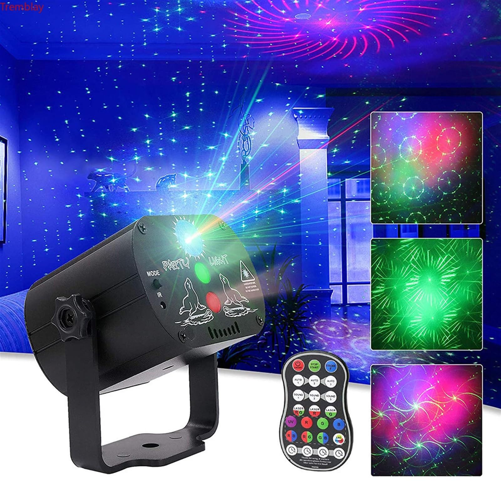 60 wzorów Mini DJ Disco Light Party Efekt oświetlenia scenicznego Sterowanie głosem USB Projektor Lampa stroboskopowa do domowego parkietu tanecznego Na imprezy i do klubów