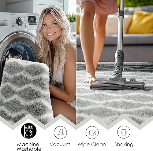 Miniatura 10 de RUGTUDER - Alfombra suave de pelo para la sala de estar alfombra de 5 x 8 pies alfombras mullidas para el dormitorio alfombras de felpa para la