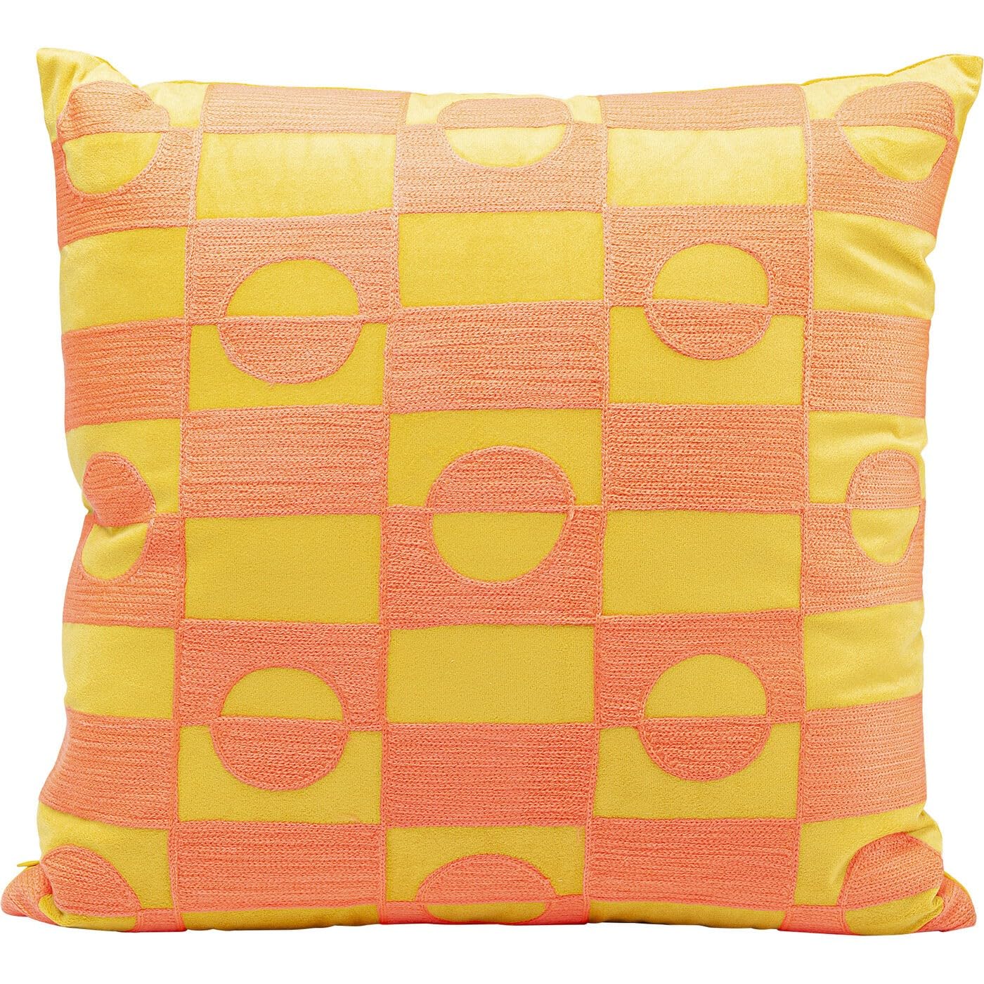 Kare Phase, Orange, Mehrfarbig, 45x45 cm, Abnehmbarer Bezug mit Reißverschluss, Dekokissen inklusive Füllung, Zierkissen, Sofakissen