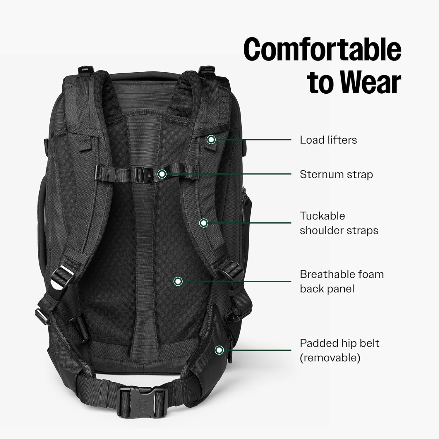 Tortuga Expandable Travel Backpack, 27-32.5L Carry-On Travel Backpack for Men and Women - Durable, Comfortable, Easy to Pack, Airline-Approved Travel Bag with Laptop Compartment