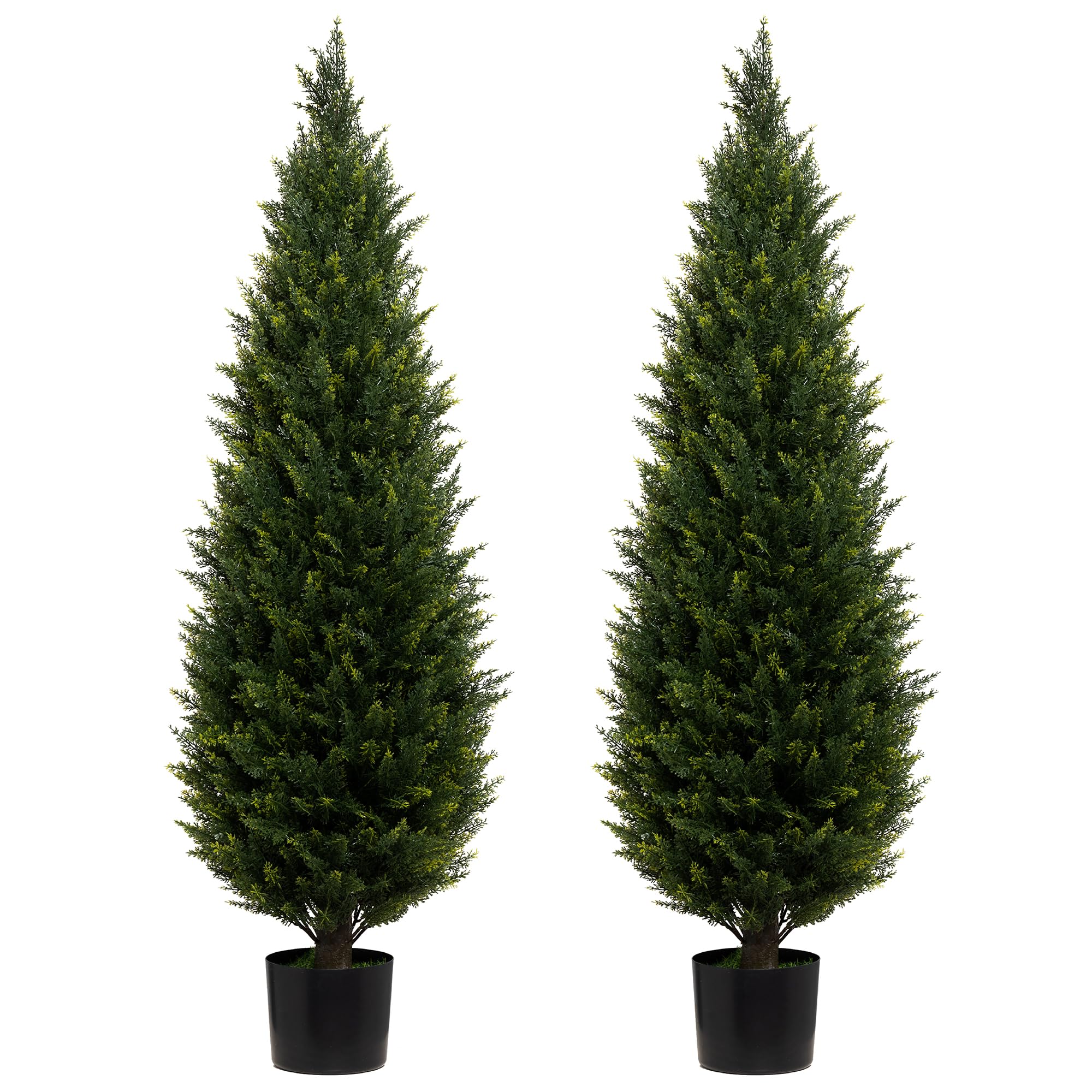 Two 4FT Artificial Cedar Trees Artificial Pine Tree UV Resistant Potted Plant Artificial Outdoor Tree Artificial Plants for Indoor Outdoor Garden Home Decor