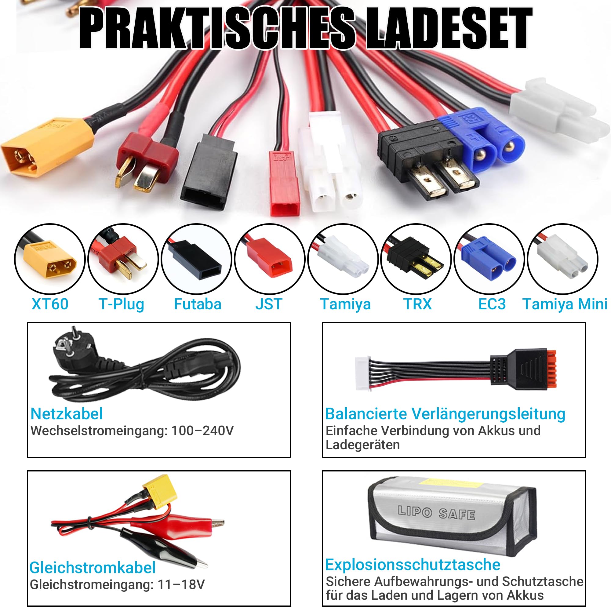 HTRC C150 LiPo Ladegerät 150W 10A RC Akku Ladegerät Balancer für LiHV/LiPo/Li-Ion/Life 1-6S, NiMH/NiCd 1-15S, PB 2-20V, AC/DC, LCD, 20 Speicherplätze