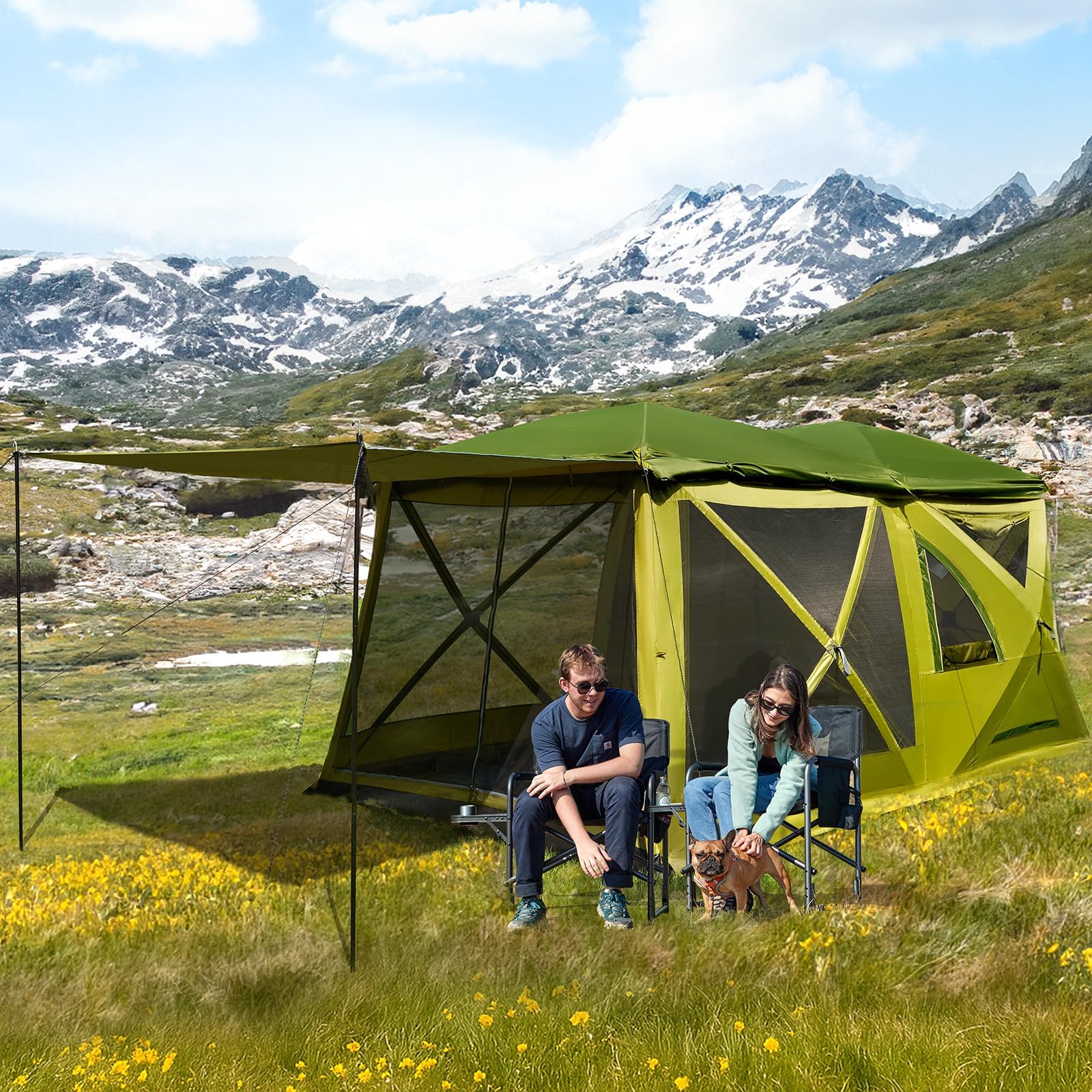 TIMBER RIDGE 4/6/8 Person Instant Pop Up Cabin Tent, Easy 60 Second Setup, Weather Resistant Camping Family Hub Tent with Rain Fly and Carry Bag for