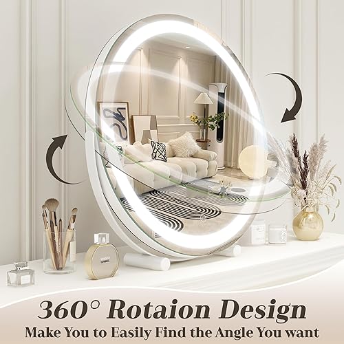 Miniatura 6 de ROLOVE Espejo de maquillaje con luces, espejo de maquillaje LED de 18 pulgadas, espejo de tocador iluminado con luces, control táctil inteligente de
