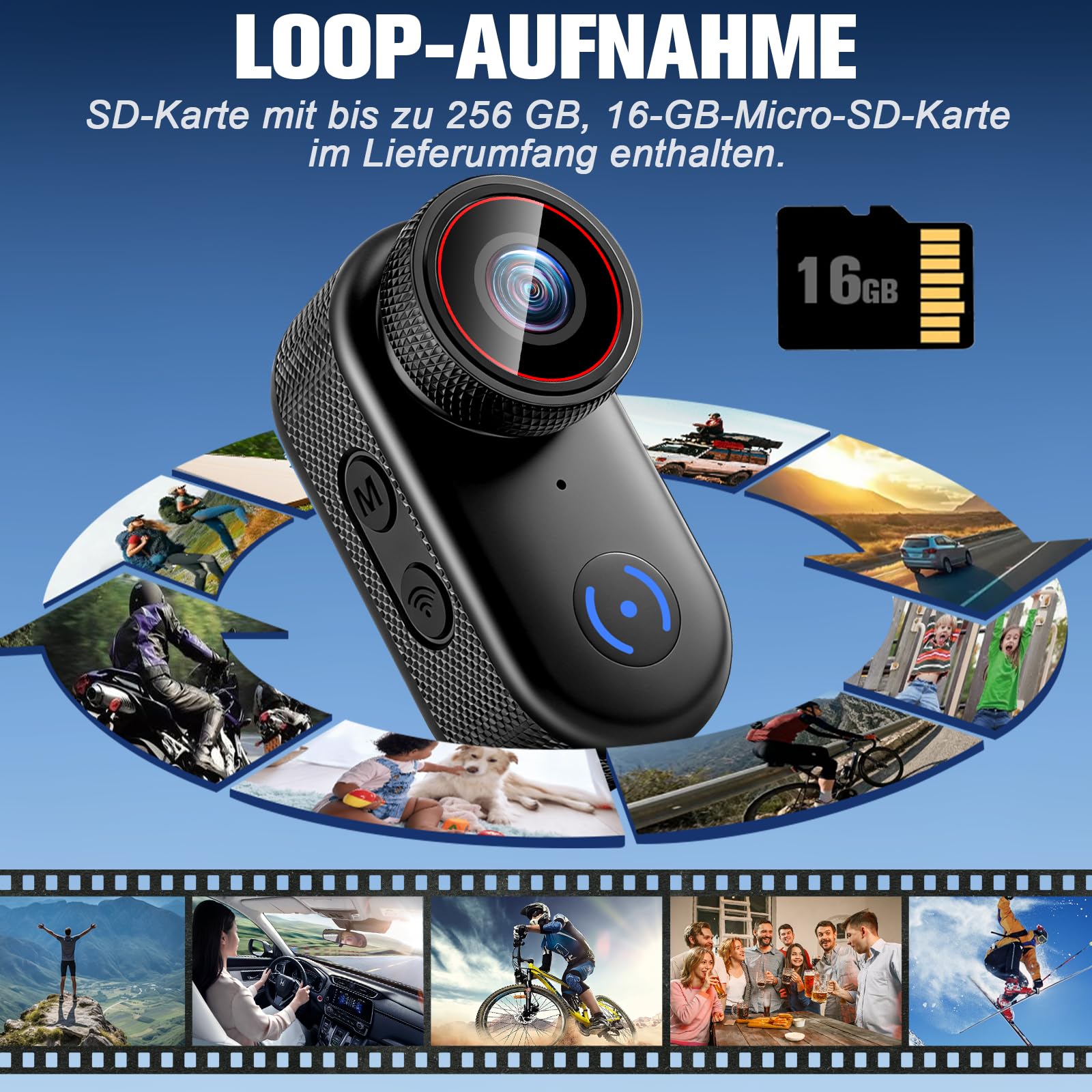 Action Kamera Wifi 4K, Magnetische Mini Action Kamera mit 1,47 Zoll Display | 16G WiFi Action Cam, Tragbare Wearable Pov Kamera, Mini Body Kamera Für Vlogging, Reisen Und Sport Kamera
