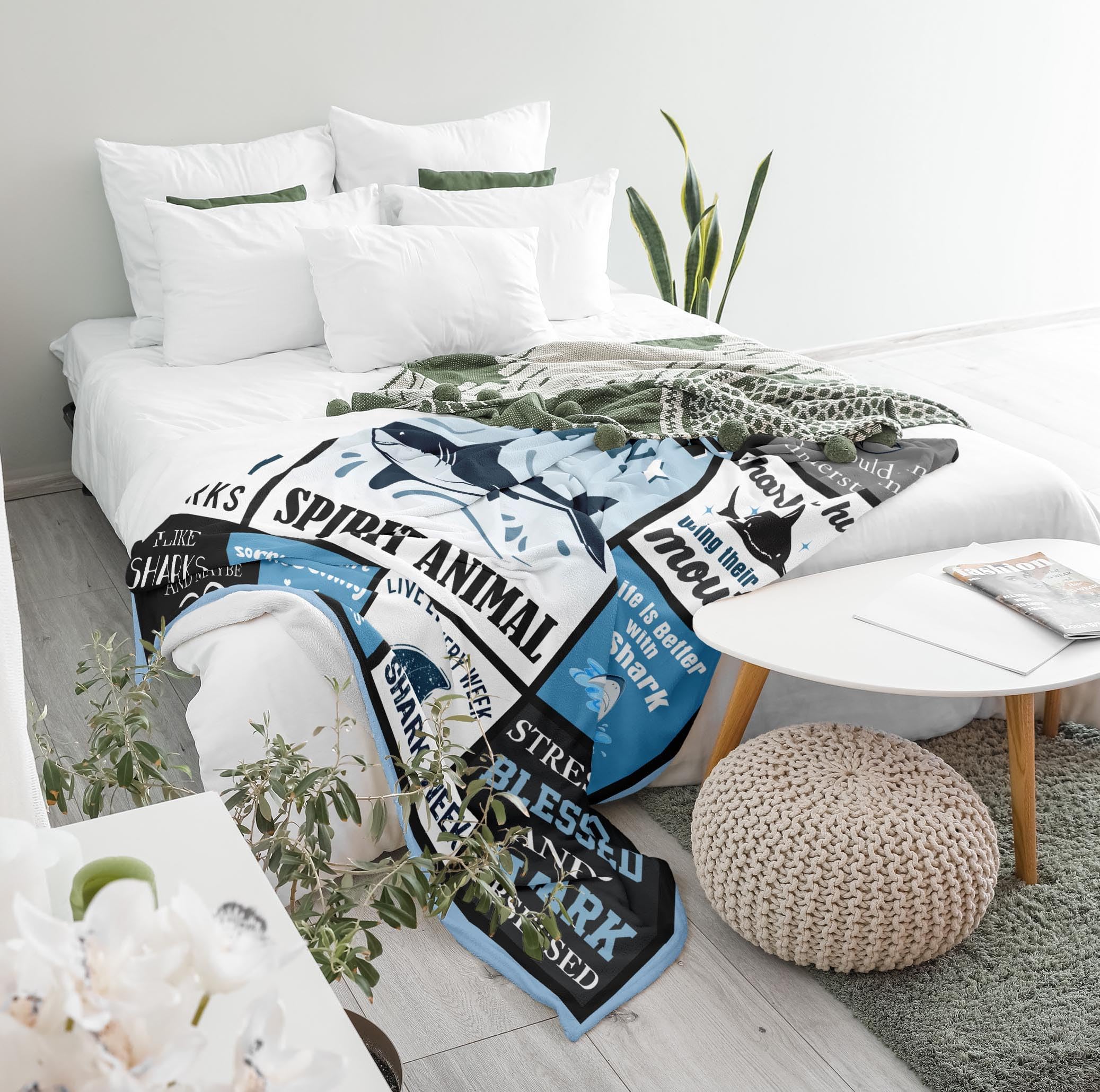 Shark Gifts for Women/Men/Boys/Girls, Unique Shark Lovers Themed Blanket Accessories/Stuff for Kids, Cute Sharks Things Soft Throw 50" x 60"