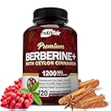 NutriFlair Premium Berberine HCL 1200mg, 120 Capsules - Plus Pure True Ceylon Cinnamon, Berberine HCI Root Supplements Pills - Immune System - yields an Optimal 8% HCl