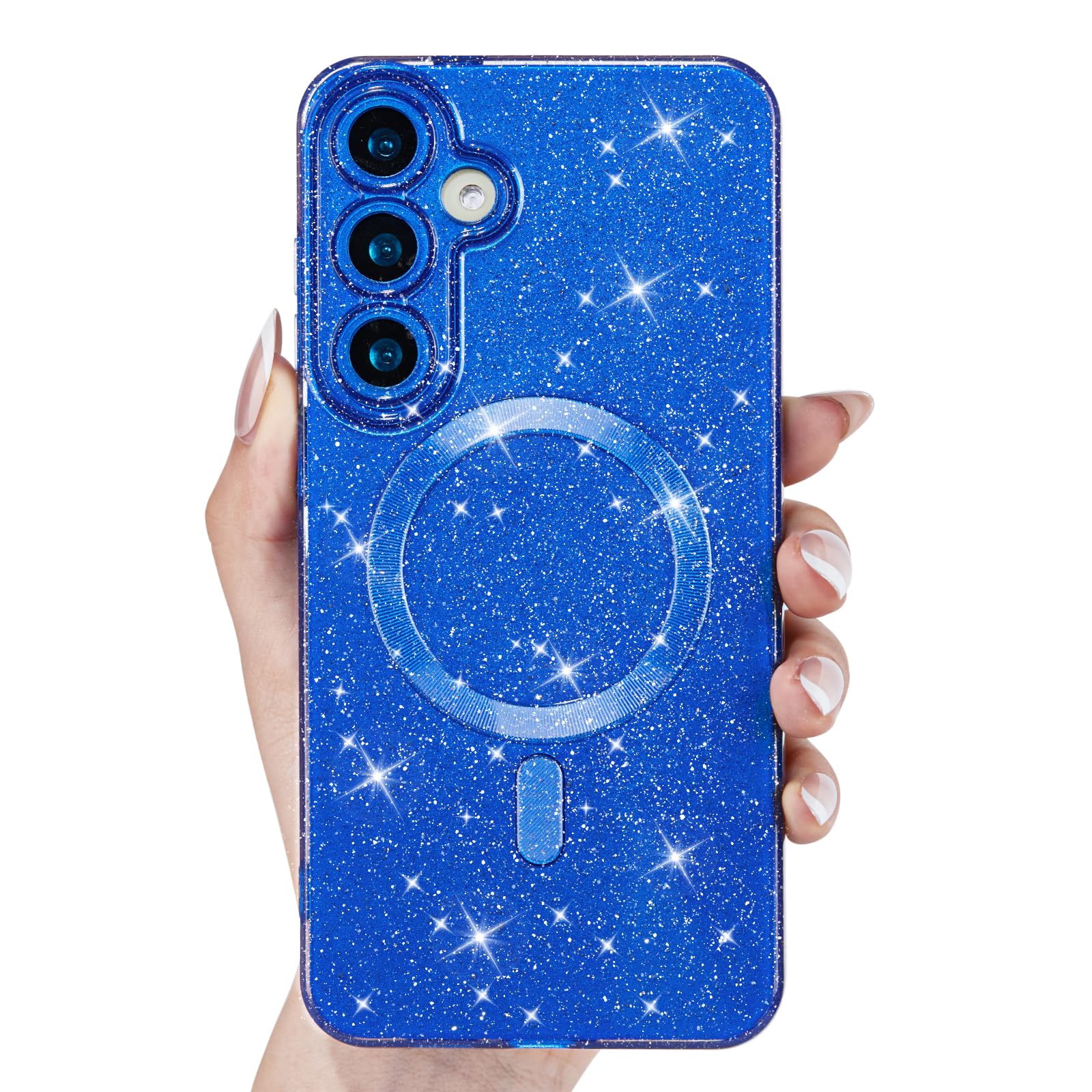 Svanove Glitter Case for Samsung Galaxy S23 FE Phone Case Magnetic Compatible with Magsafe Cute, Sparkle Bling Shiny Sparkly Girly Aesthetic Hard