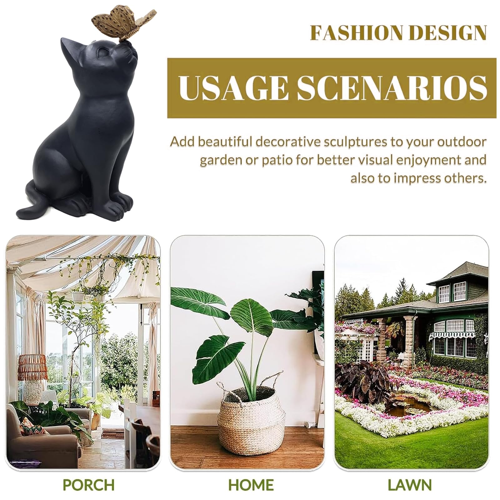 Ornements de jardin d'extérieur, décoration de jardin, statue de chat en résine, jeu