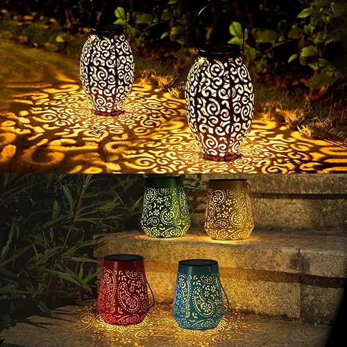 6 paquetes de faroles solares impermeables para colgar para decoración de jardín