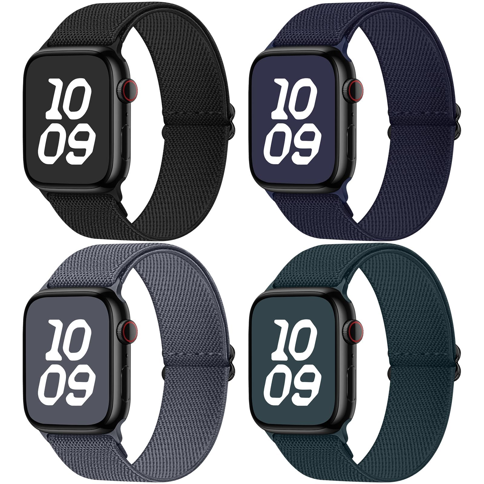 Fullmosa Impermeabile Cinturino Nylon Compatibile con Apple Watch SE3 44mm 46mm (Serie 11/10) 49mm (Ultra3/2/1) 45mm 42mm 41mm 40mm, 4 Pezzi Cinturini Elastico Sport per iWatch Serie 9 8 7 6 5 4 SE