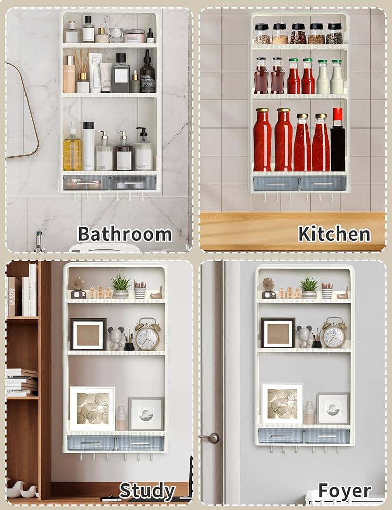 GloTika 浴室シャワー キャディー 2 引き出し、4 層バス棚大容量 Amazon｜GloTika 浴室シャワー キャディー 2 引き出し、4 層バス