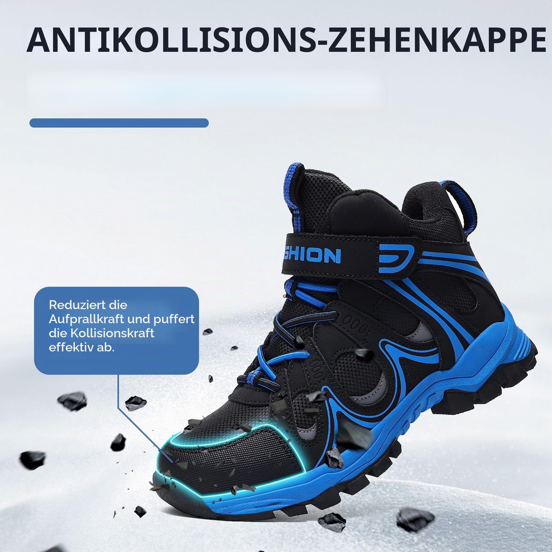 ASHION Kinder Winterschuhe Jungen Mädchen Schneestiefel Warm Gefütterte Trekking Stiefel,Schwarz Blau,36 EU