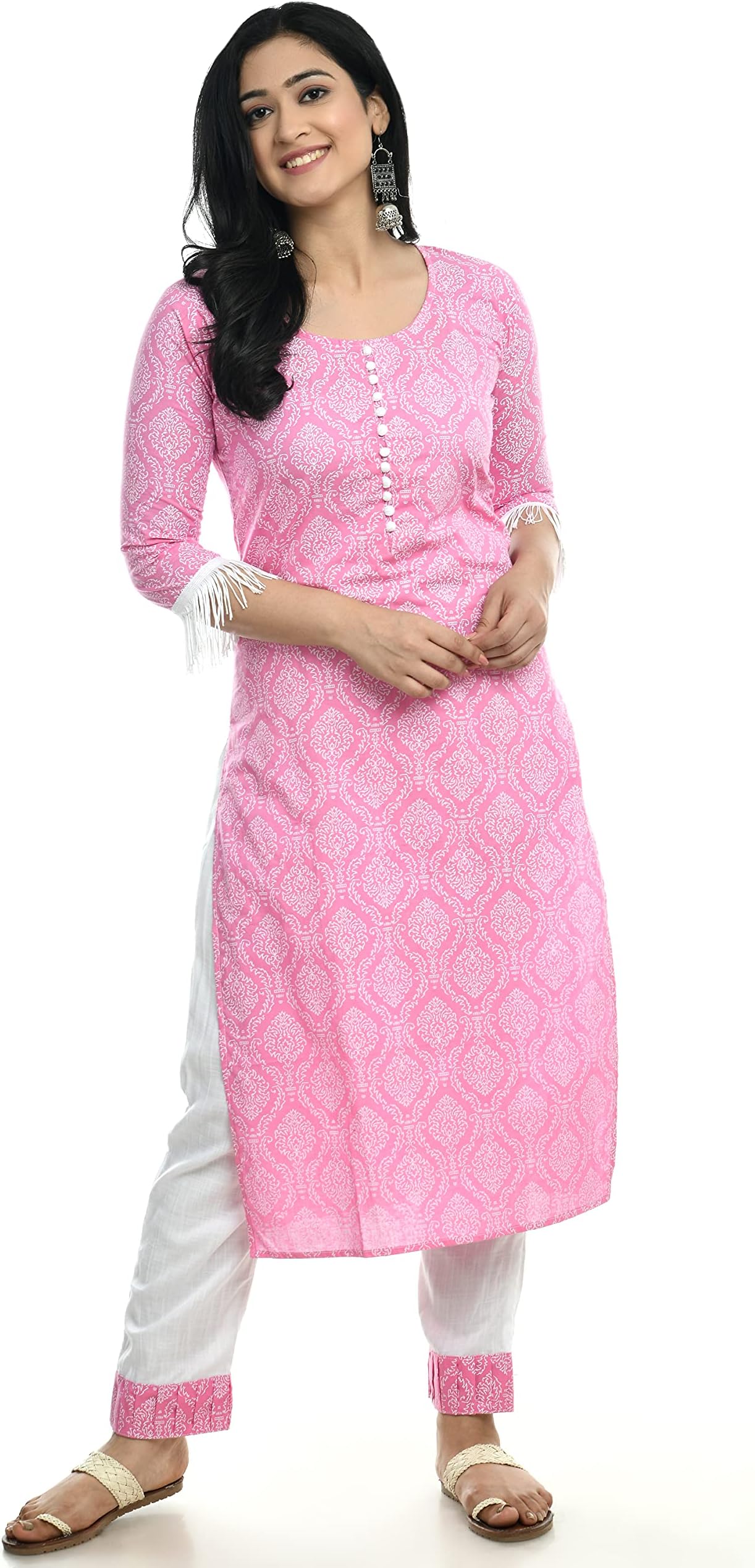 AnjuShree Choice Women's Cotton Straight Kurti with Pant